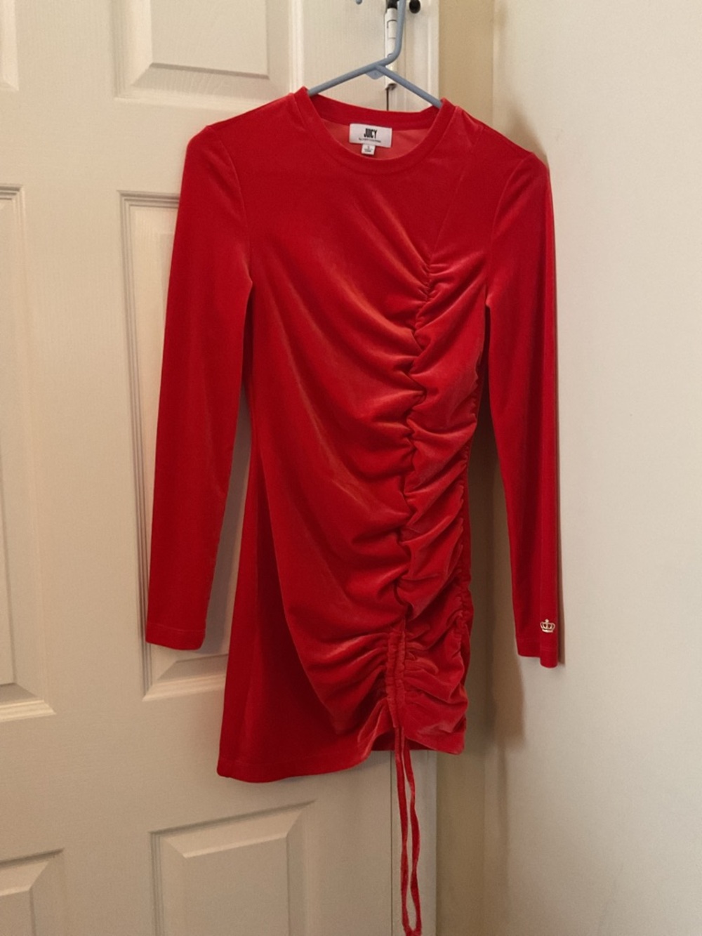 Juicy Couture Red Velvet Ruched Mini Dress